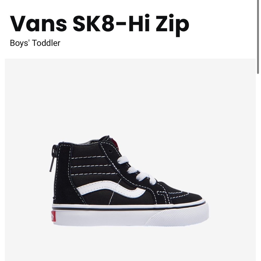 Toddler size 6 Vans Sk8-High Zip